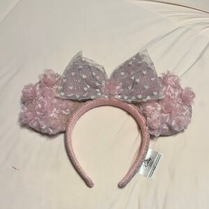 Valentines Pink Rosebud and Heart Minnie Ears